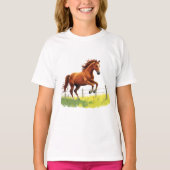 Springender Gaul am Weidezaun - Pferde Design Tシャツ (正面)