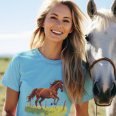 Springender Gaul am Weidezaun - Pferde Design Tシャツ