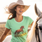 Springender Gaul am Weidezaun - Pferde Design Tシャツ