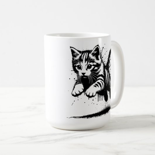 Springendes kleines Kätzchen コーヒーマグカップ (正面右)