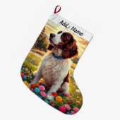 Springer Spaniel  ラージクリスマスストッキング (正面 (吊り時))