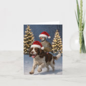 Springer Spaniel and Partridge Christmas card カード (正面)