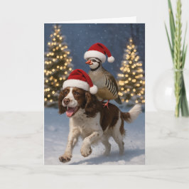 Springer Spaniel and Partridge Christmas card シーズンカード