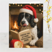 Springer spaniel 'Cheese Tax' Christmas card カード (黄色い花)