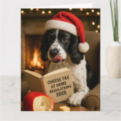 Springer spaniel  'Cheese Tax' Christmas card カード (正面)