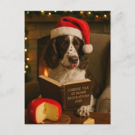 Springer Spaniel  'Cheese Tax' Christmas postcard ポストカード