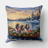 Springer Spaniel Christmas Boat Holiday クッション (裏面)