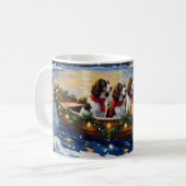 Springer Spaniel Christmas Boat Holiday コーヒーマグカップ (正面左)