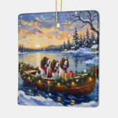 Springer Spaniel Christmas Boat Holiday セラミックオーナメント (左)