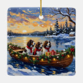 Springer Spaniel Christmas Boat Holiday セラミックオーナメント (裏面)