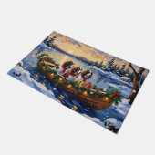 Springer Spaniel Christmas Boat Holiday ドアマット (アングル)