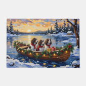 Springer Spaniel Christmas Boat Holiday ドアマット (正面)