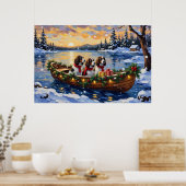 Springer Spaniel Christmas Boat Holiday ポスター (キッチン)