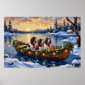 Springer Spaniel Christmas Boat Holiday ポスター (正面)