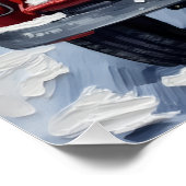 Springer Spaniel Christmas Red Truck Holiday ポスター (コーナー)