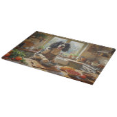 Springer Spaniel Cooking in Kitchen カッティングボード (角)