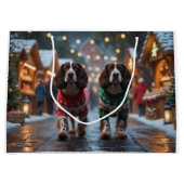 Springer Spaniel Dogs Christmas Snow Holiday ラージペーパーバッグ (正面)