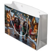 Springer Spaniel Dogs Christmas Snow Holiday ラージペーパーバッグ (裏面アングル)