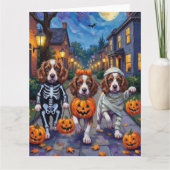 Springer Spaniel Dogs In Halloween Costumes カード (正面)