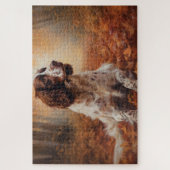 Springer Spaniel in Autumn Leaves Fall Inspire ジグソーパズル (縦)