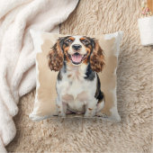 Springer Spaniel Watercolor Paint Drip Art クッション (ブランケット)