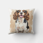 Springer Spaniel Watercolor Paint Drip Art クッション (裏面)