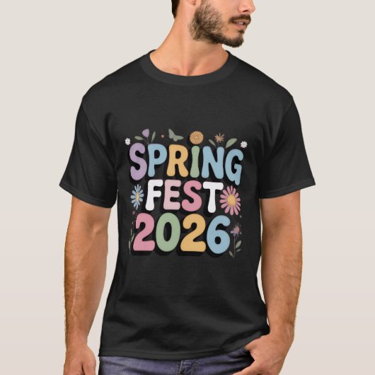 Springfest 2026 – Trendy Oversized Festival Tee Tシャツ (正面)