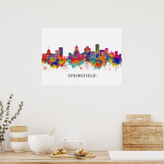 Springfield Illinois Skyline ポスター (キッチン)