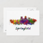 Springfield MA skyline in watercolor ポストカード (正面/裏面)