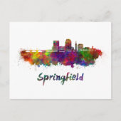 Springfield MA skyline in watercolor ポストカード (正面)