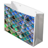 Springlike多彩なグリッターの人魚のスケール ラージペーパーバッグ (正面アングル)