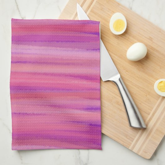 Springtime Blush Abstract Stripes キッチンタオル (四つ折り)