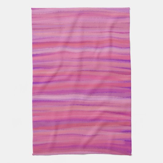 Springtime Blush Abstract Stripes キッチンタオル (縦)