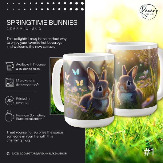 Springtime Bunnies #1 セラミックマグ コーヒーマグカップ