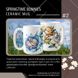 Springtime Bunnies #2 陶磁器マグカップ コーヒーマグカップ