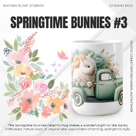 Springtime Bunnies #3 陶磁器マグカップ コーヒーマグカップ