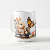 Springtime Bunnies #4 陶磁器マグカップ コーヒーマグカップ (正面左)