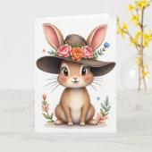Springtime Bunny Friend Card カード (黄色い花)