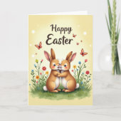 Springtime Bunny Hugs Greeting Card カード (正面)