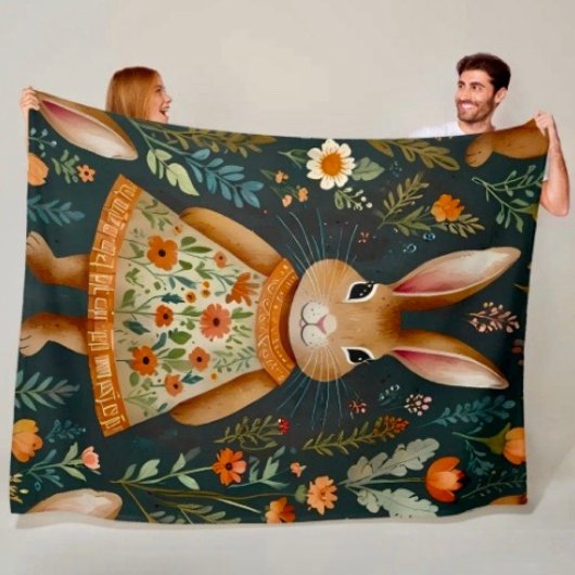 Springtime Bunny Magic Fleece Blanket フリースブランケット
