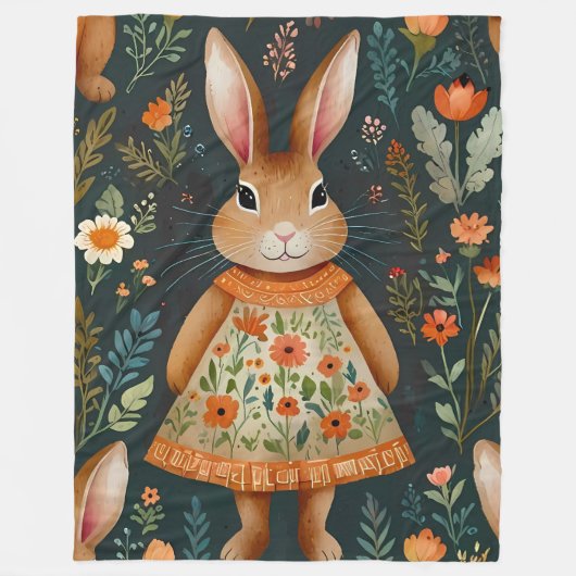 Springtime Bunny Magic  Fleece Blanket フリースブランケット (正面)