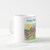 Springtime coffee mug with baby and mother bird  コーヒーマグカップ (正面左)