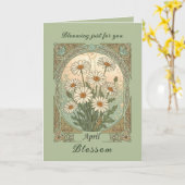 Springtime Daisy Birth Month Flower Art Nouveau Vi カード (黄色い花)