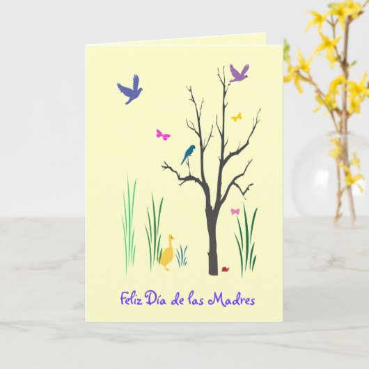 Springtime Dia de las Madres カード (黄色い花)