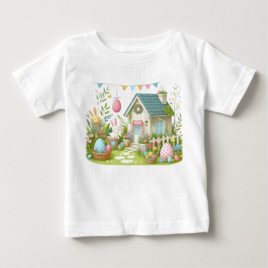 “Springtime Easter Bunny Toddler T-Shirt” ベビーTシャツ (正面)