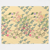 Springtime Floral + Leaf Design Yellow  フリースブランケット (正面(横))