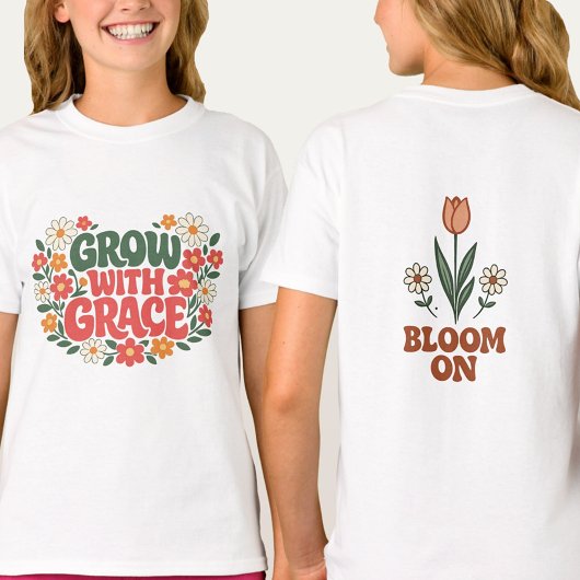 Springtime Flowers Grow With Grace Retro Tシャツ