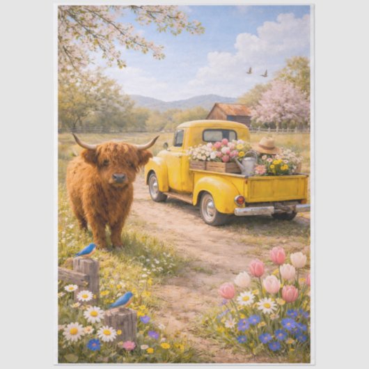 Springtime Highland Cow  薄葉紙 (正面)