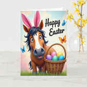 Springtime Horse Pattern Card カード (黄色い花)