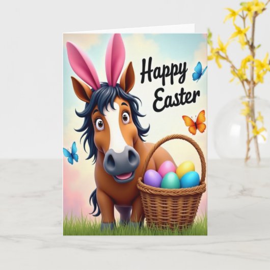 Springtime Horse Pattern Card カード (黄色い花)